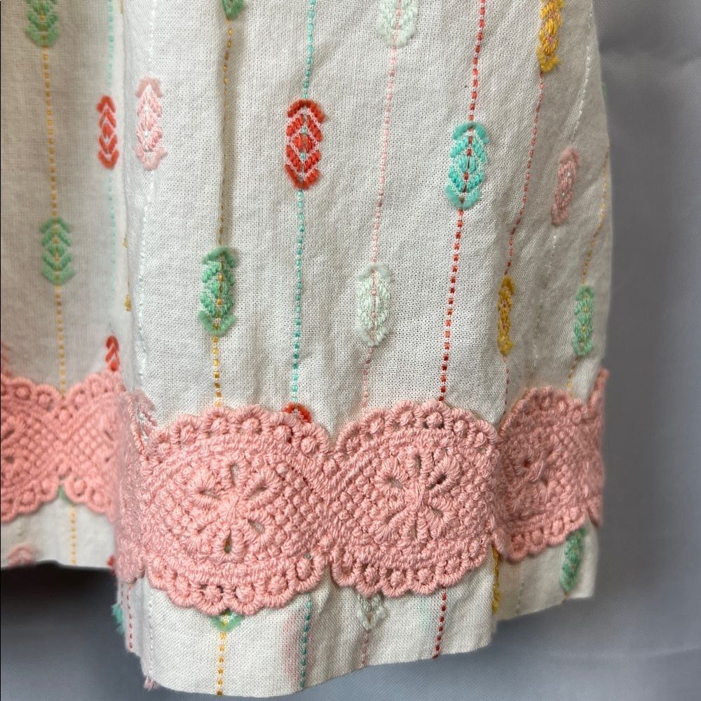 Matilda Jane cream smocked bodice embroidered top with lace trim size 14 - Picture 6 of 13